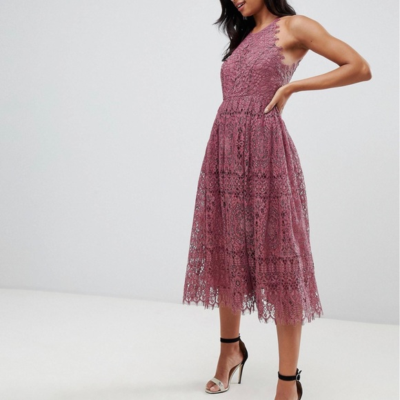 ASOS Dresses & Skirts - ASOS DESIGN lace pinny scallop edge midi dress